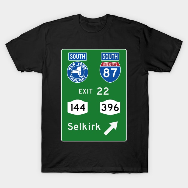 New York Thruway Southbound Exit 22: Selkirk Routes 144, 396 T-Shirt by MotiviTees